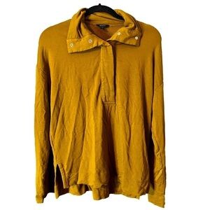 RW&Co. Women’s Golden Mustard Fleece Viscose 1/2 Snap-Up Long Sleeve Top Size L